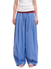 Unisex Striped Drawstring Wide-Leg Parachute Pants