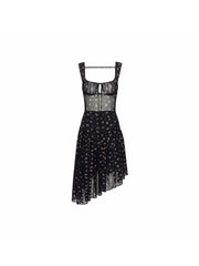 Women's Floral Backless Cami Maxi Dress with Asymmetrical Hem