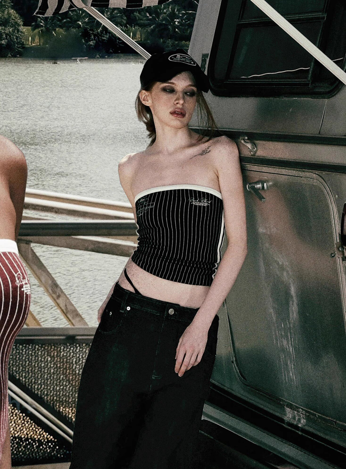Badblood Women's Vintage Striped Strapless Slim Fit Tube Top