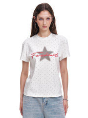 Women's Polka Dot Star Print Oversized T-Shirt