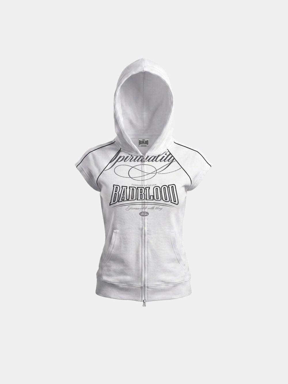 Badblood Women's Vintage Embroidered Zip-Up Cropped Hoodie Vest