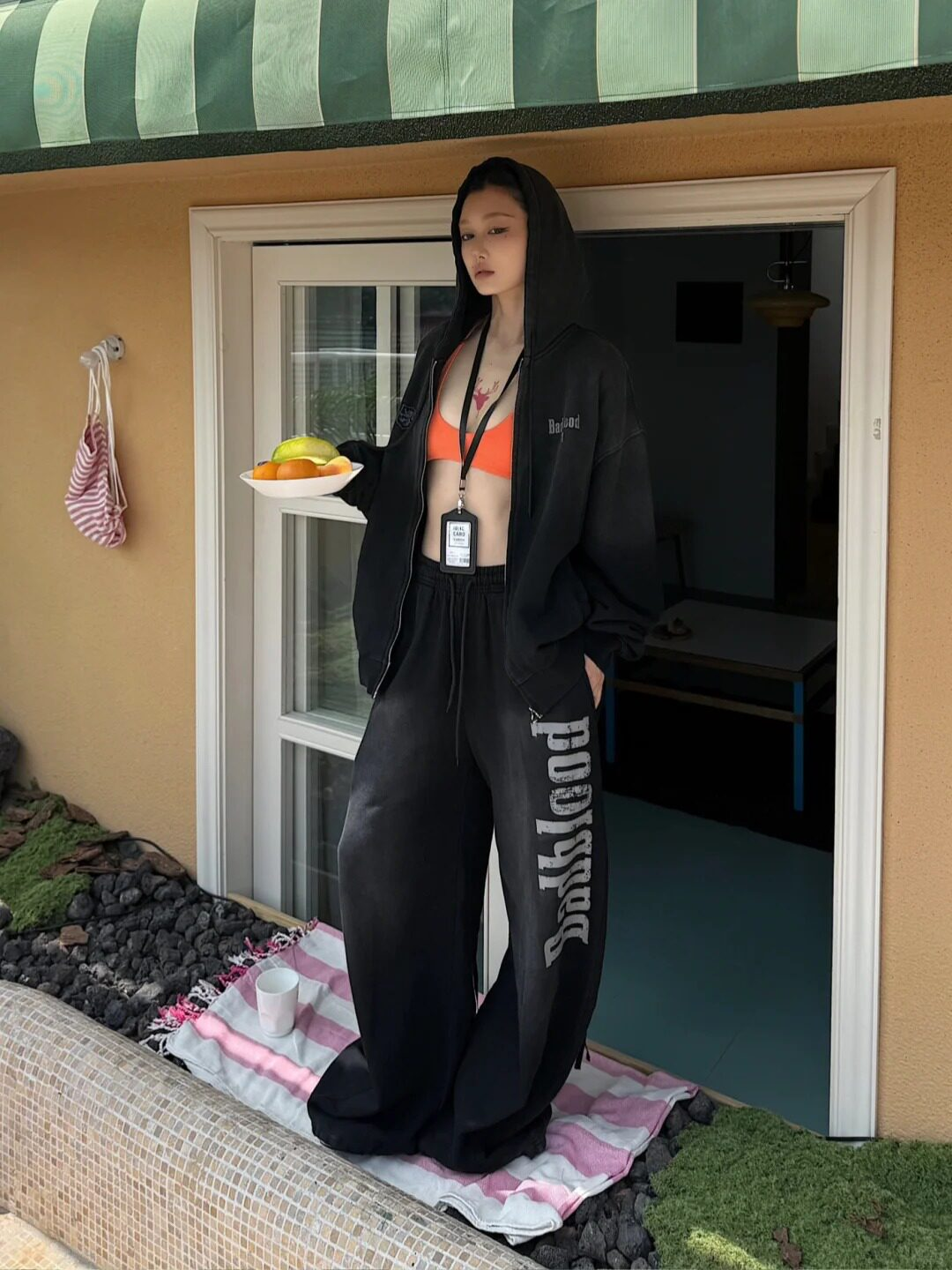 Badblood Vintage Washed Zip-Up Hoodie & Sweatpants Set
