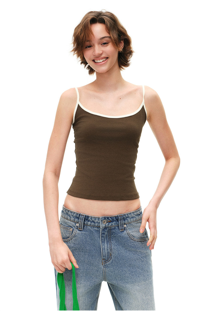 Women's TENCEL™ Cotton Contrast Trim Slim Fit Cami Tank Top