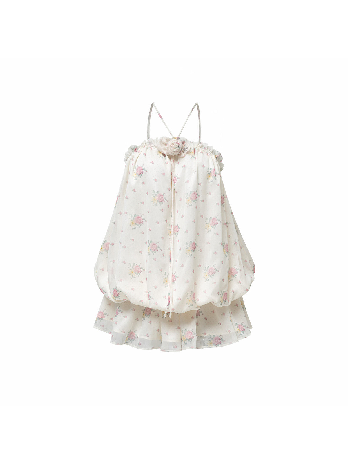 1JINN STUDIO Women's Floral Halter Bubble Hem Mini Dress