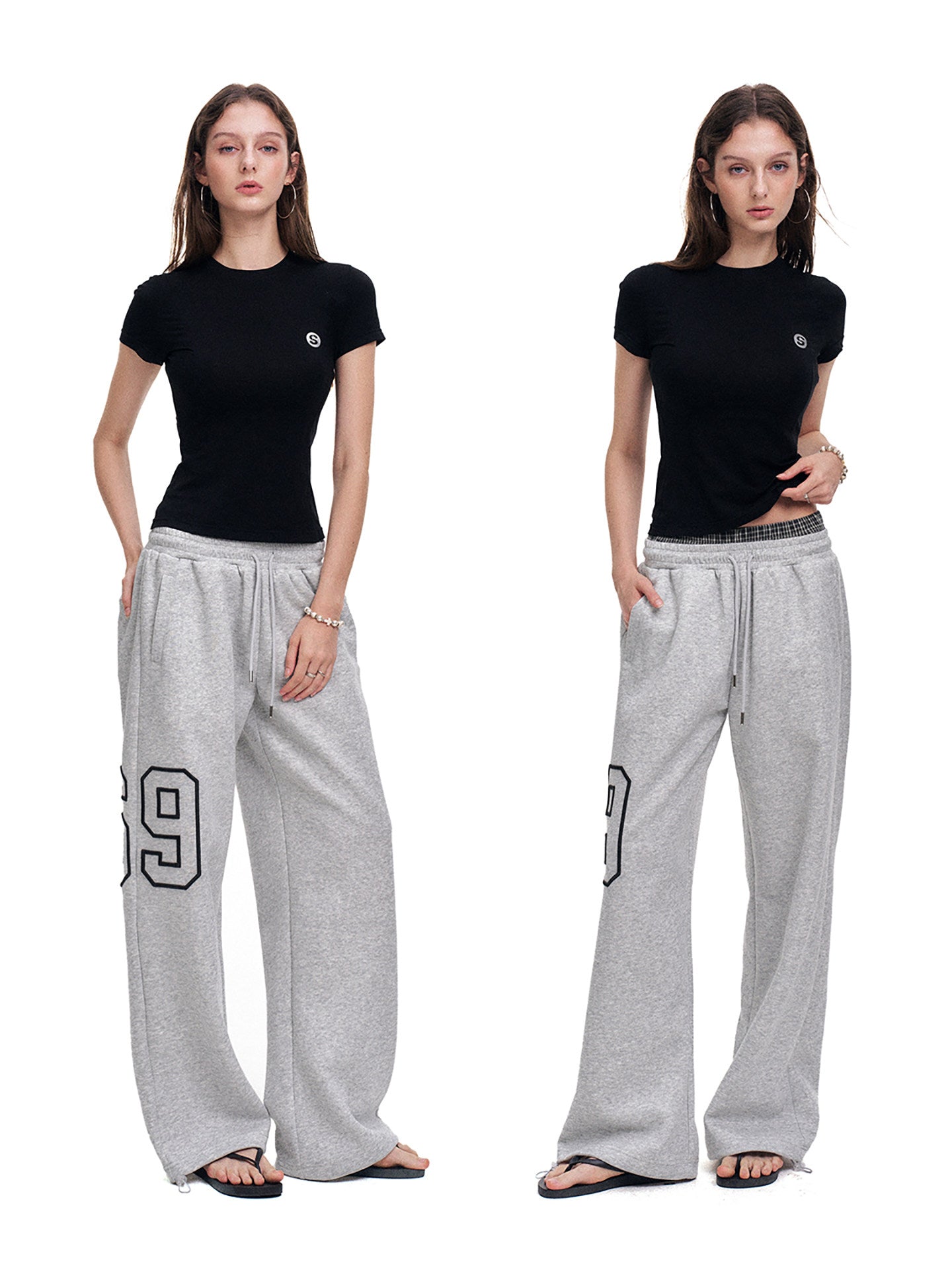 Unisex Fake Two-Piece Wide-Leg Sweatpants