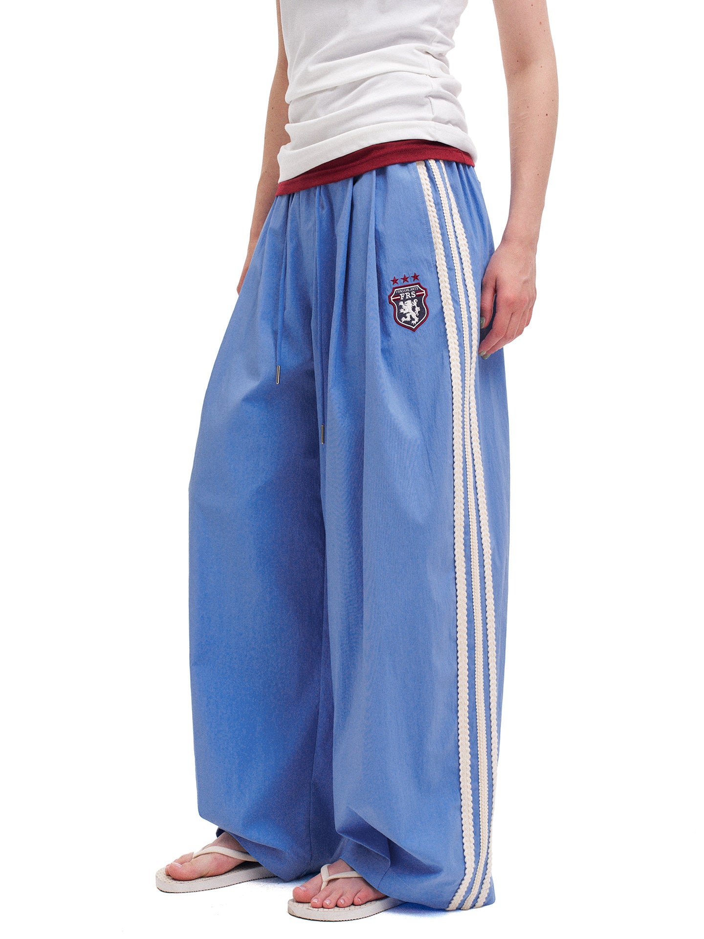 Unisex Striped Drawstring Wide-Leg Parachute Pants