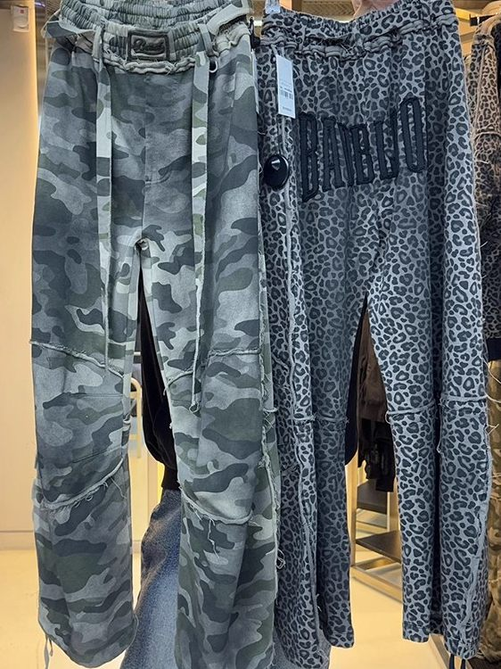 Badblood Women's Vintage Camo Leopard Wide-Leg Sweatpants