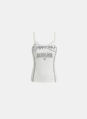 Badblood Women's Y2K Embroidered Lace Trim Cami Crop Top