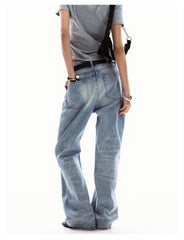 Unisex Washed Clean Fit Straight-Leg Jeans