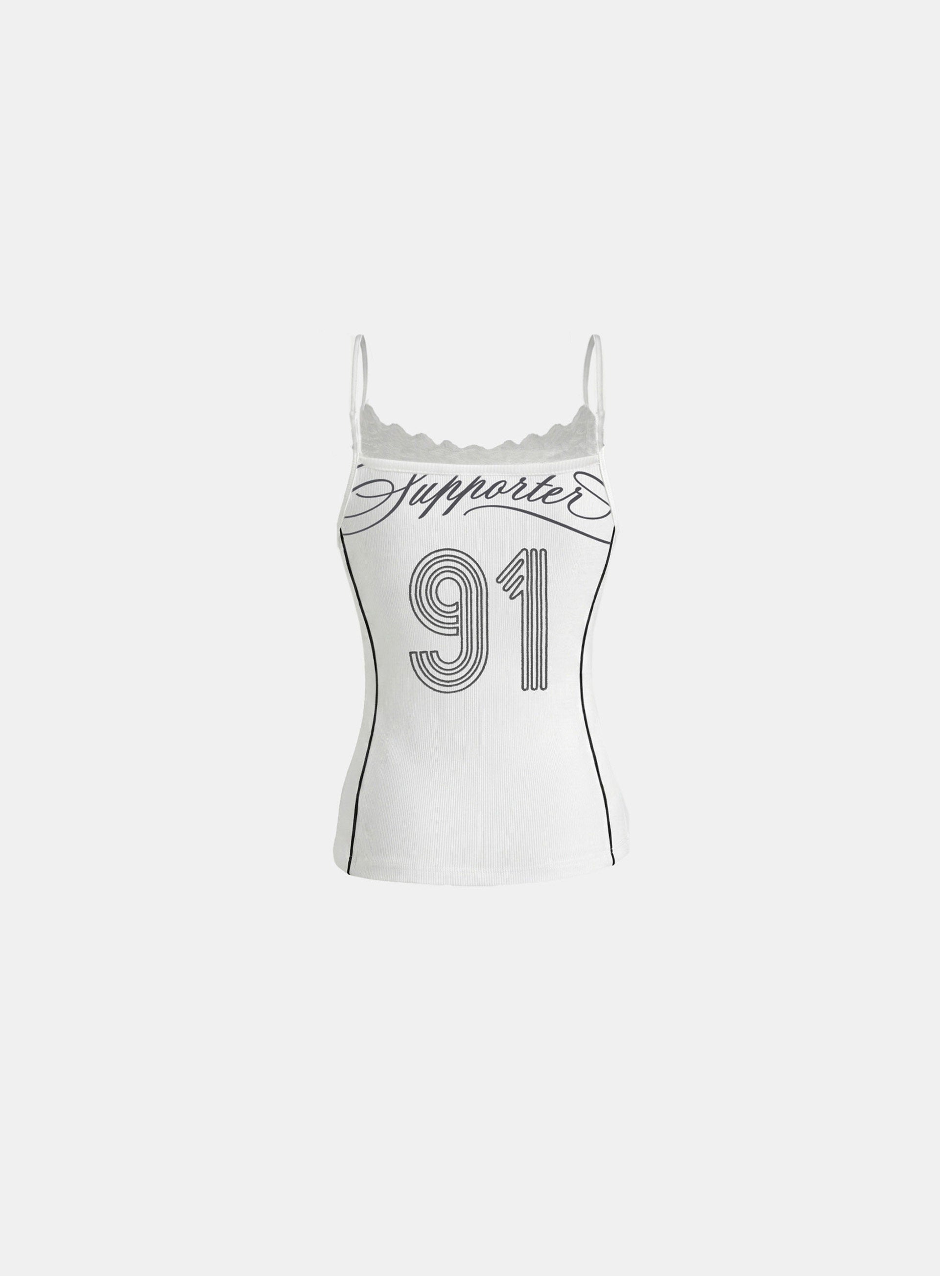Badblood Women's Y2K Embroidered Lace Trim Cami Crop Top