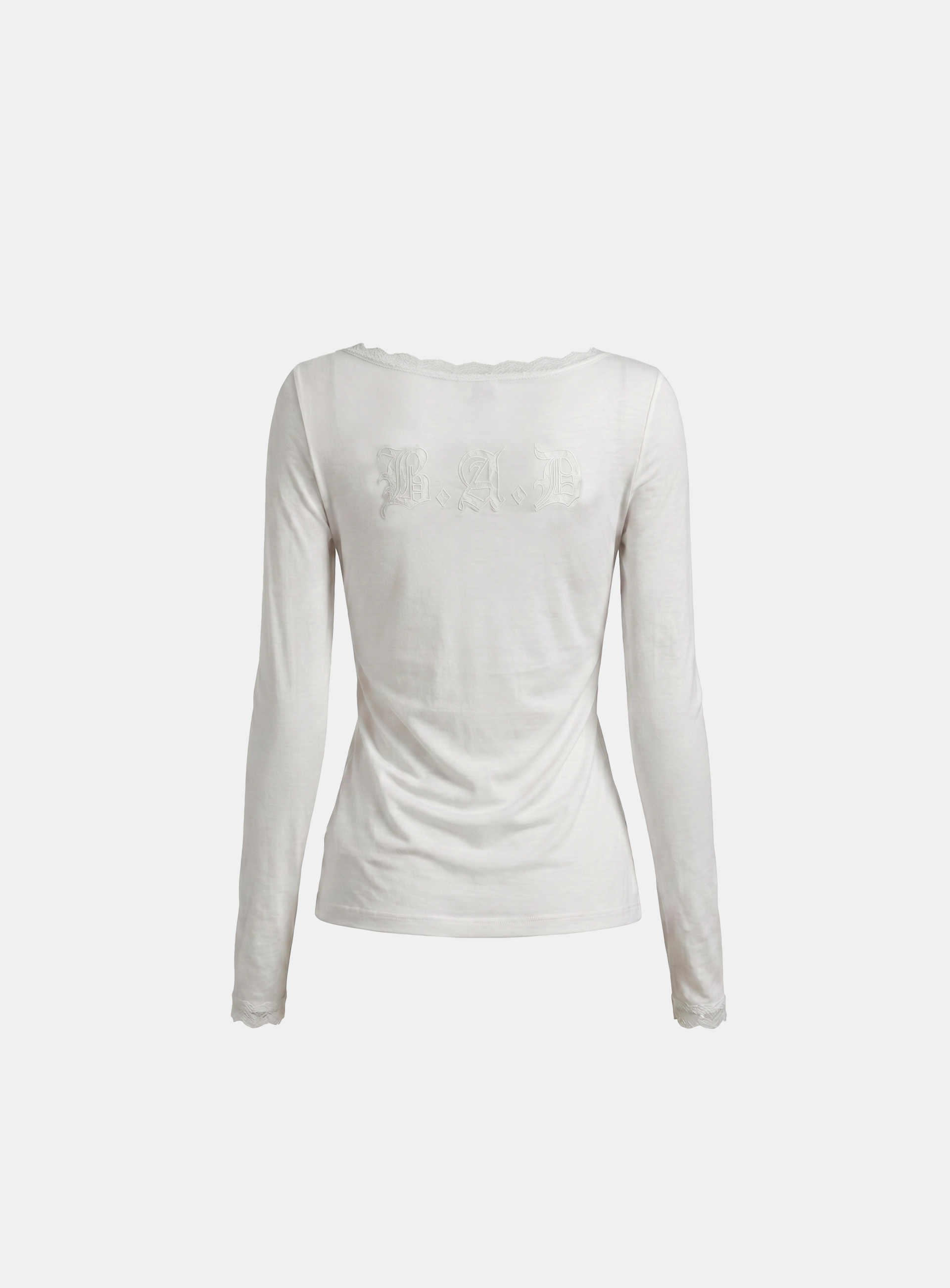 Badblood Women's Off-Shoulder Lace Trim Sheer Long Sleeve Top