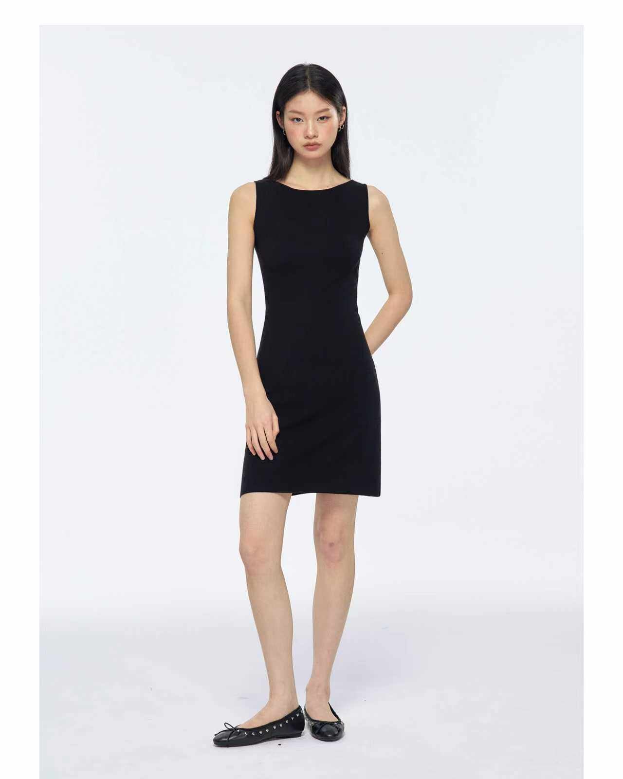 Women's Vintage Minimal Knit Midi Dress