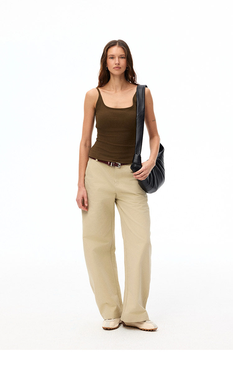 Women's Cotton Barrel Leg Straight Pants