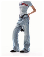 Unisex Washed Clean Fit Straight-Leg Jeans