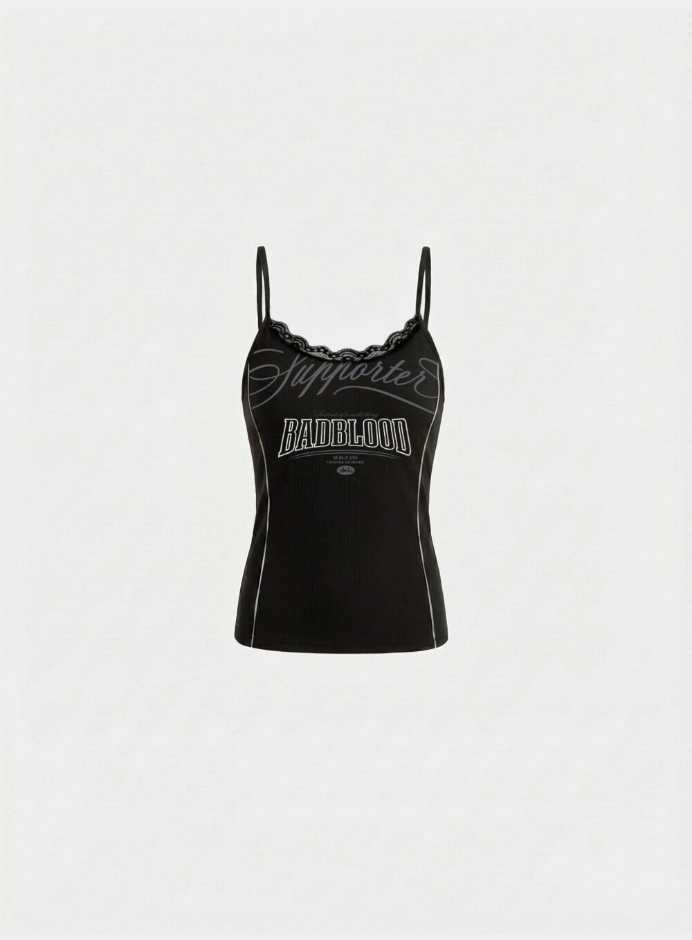 Badblood Women's Y2K Embroidered Lace Trim Cami Crop Top