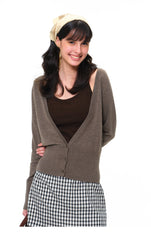 Our Stage Deep V three-button wool blend soft and skin-friendly slim-fit casual knitted cardigan for layering