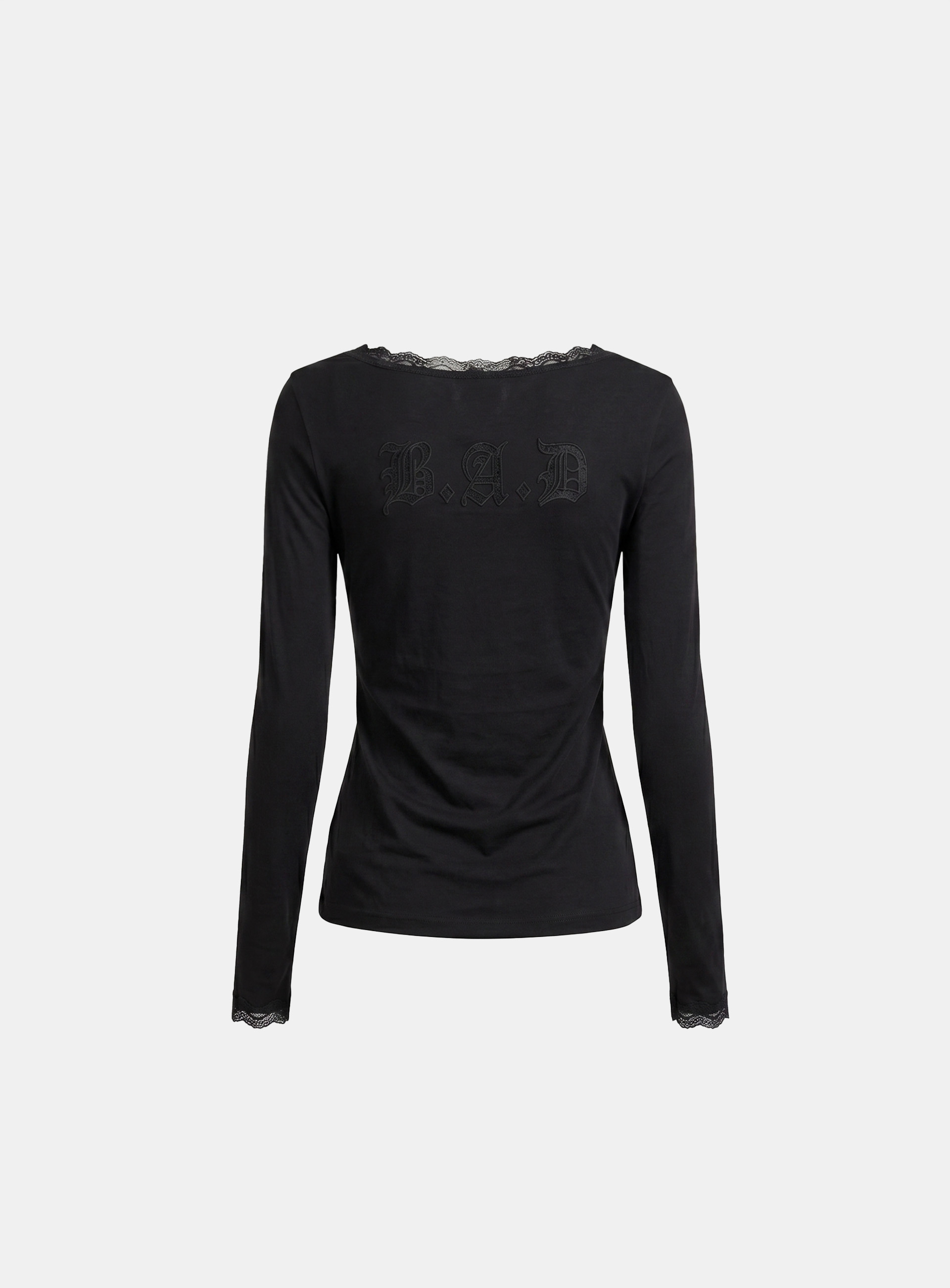 Badblood Women's Off-Shoulder Lace Trim Sheer Long Sleeve Top