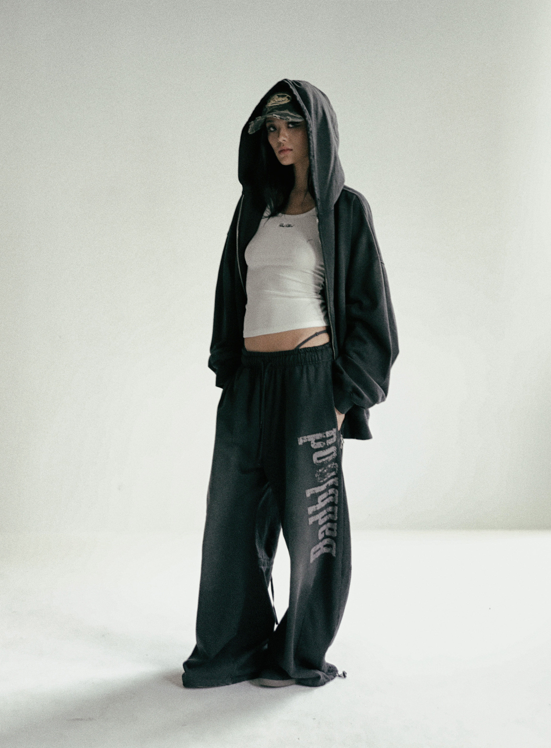 Badblood Vintage Washed Zip-Up Hoodie & Sweatpants Set