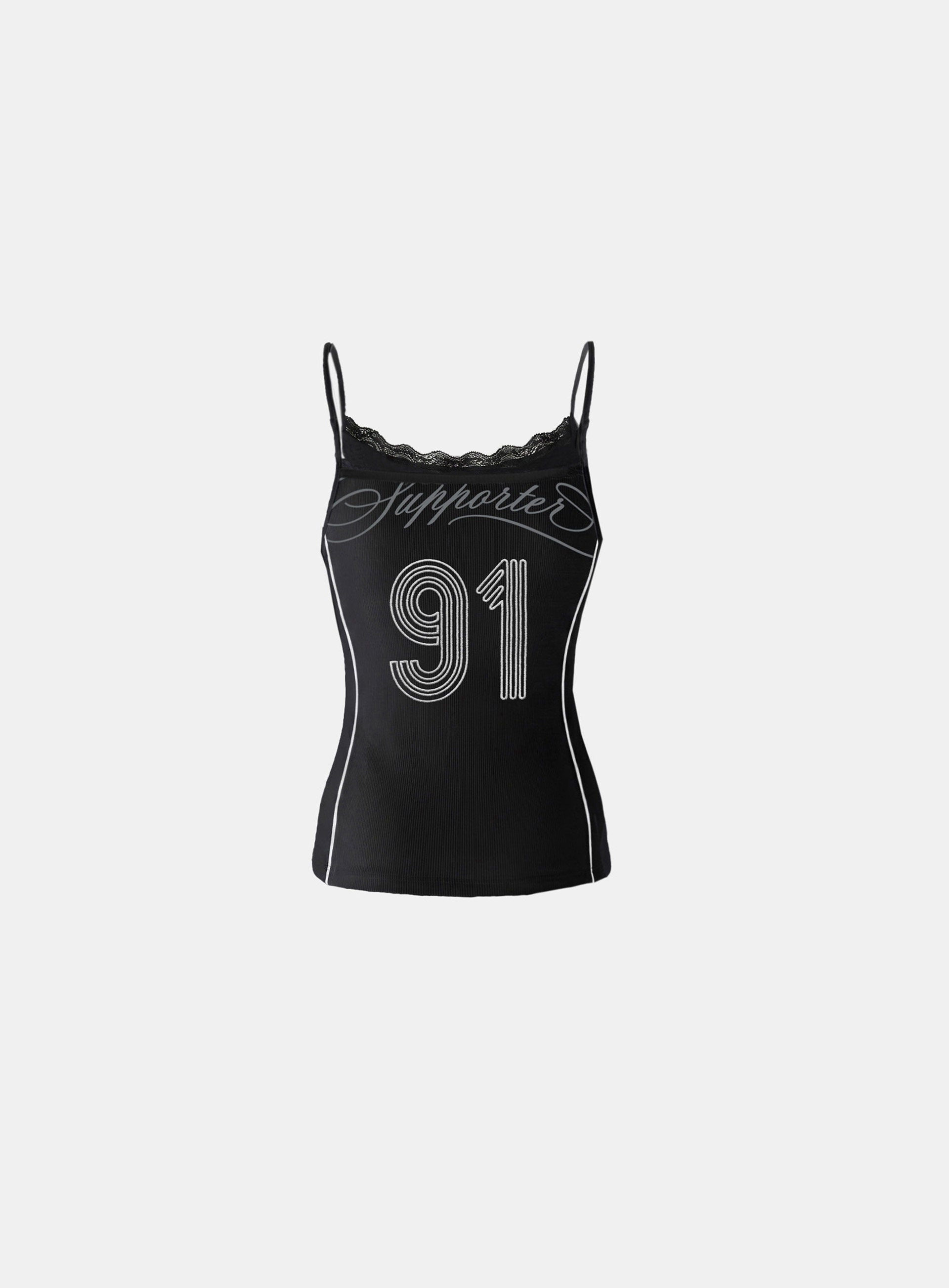 Badblood Women's Y2K Embroidered Lace Trim Cami Crop Top
