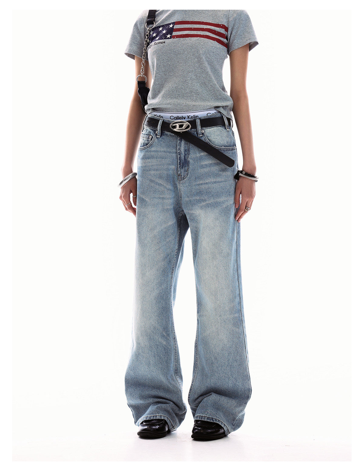 Unisex Washed Clean Fit Straight-Leg Jeans