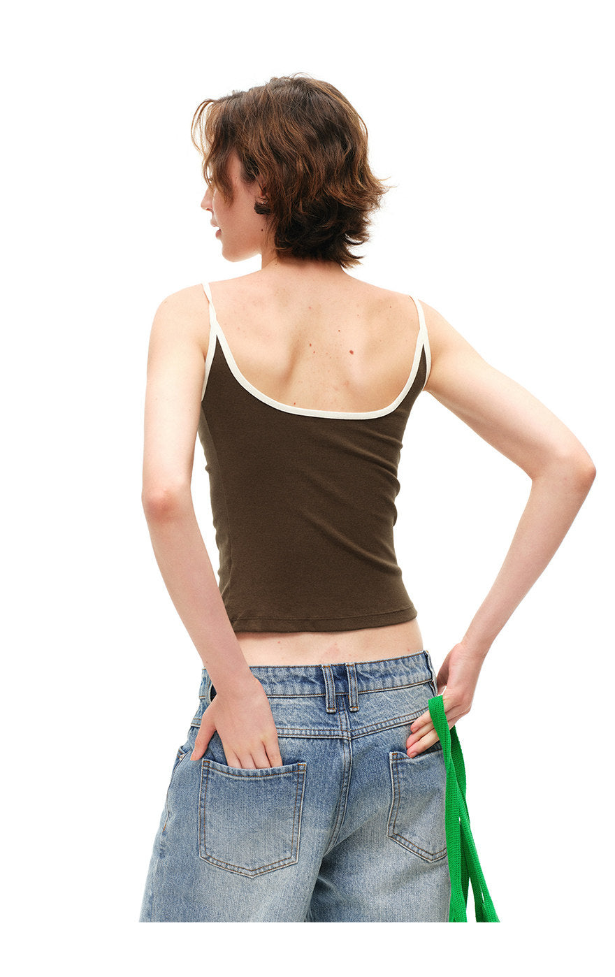 Women's TENCEL™ Cotton Contrast Trim Slim Fit Cami Tank Top