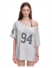 Women's Vintage Off-Shoulder Oversized Jersey T-Shirt
