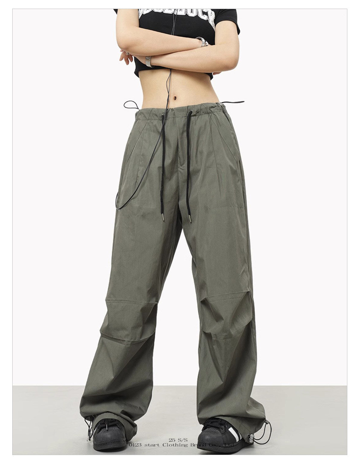 Women's White Parachute Cargo Pants