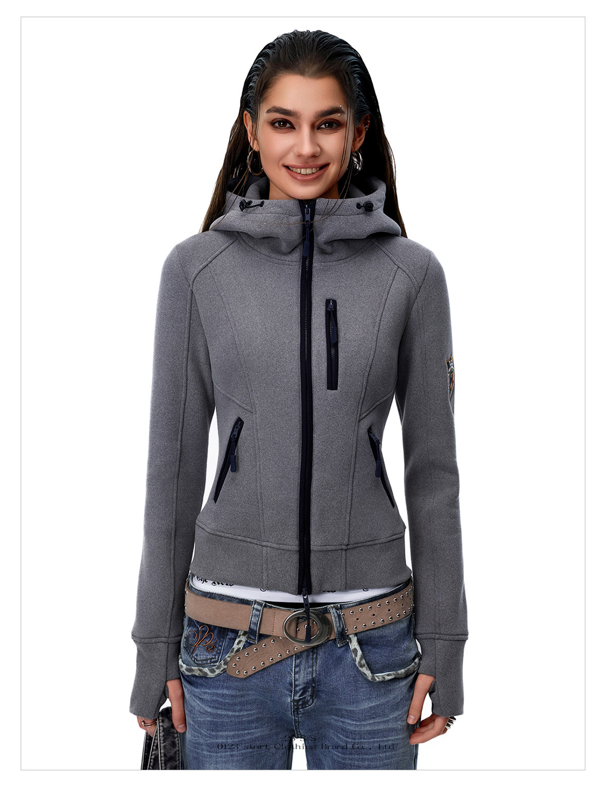 Women's Vintage Slim Fit Hooded Zip-Up Jacket