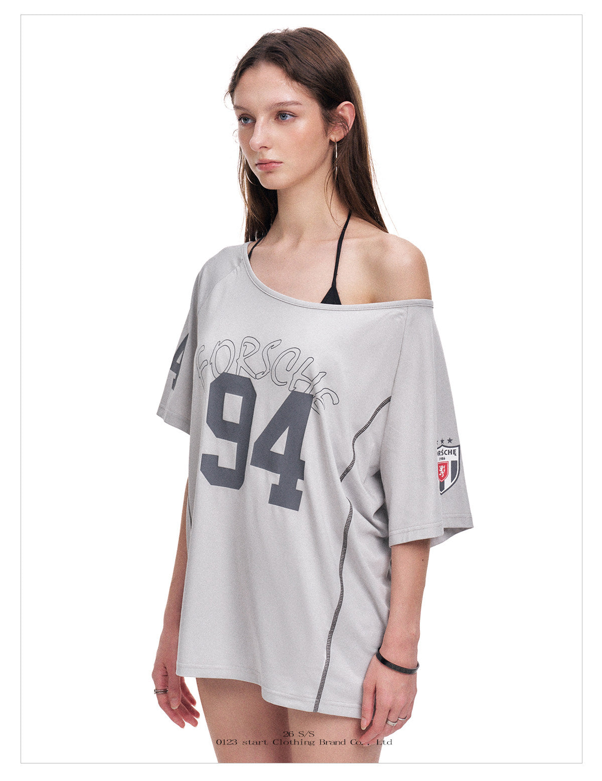Women's Vintage Off-Shoulder Oversized Jersey T-Shirt