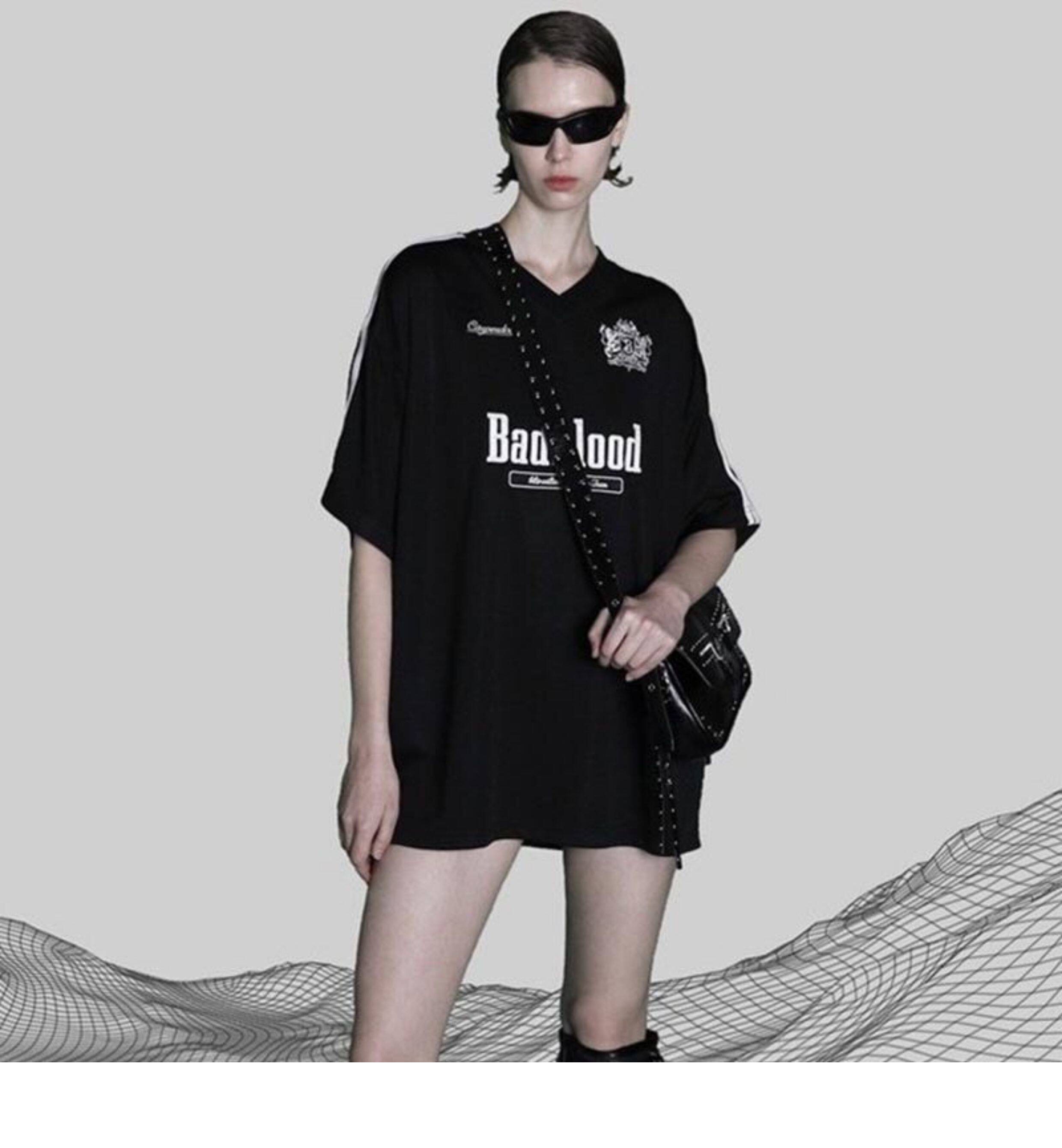 Badblood Women's Oversized V-Neck Jersey T-Shirt