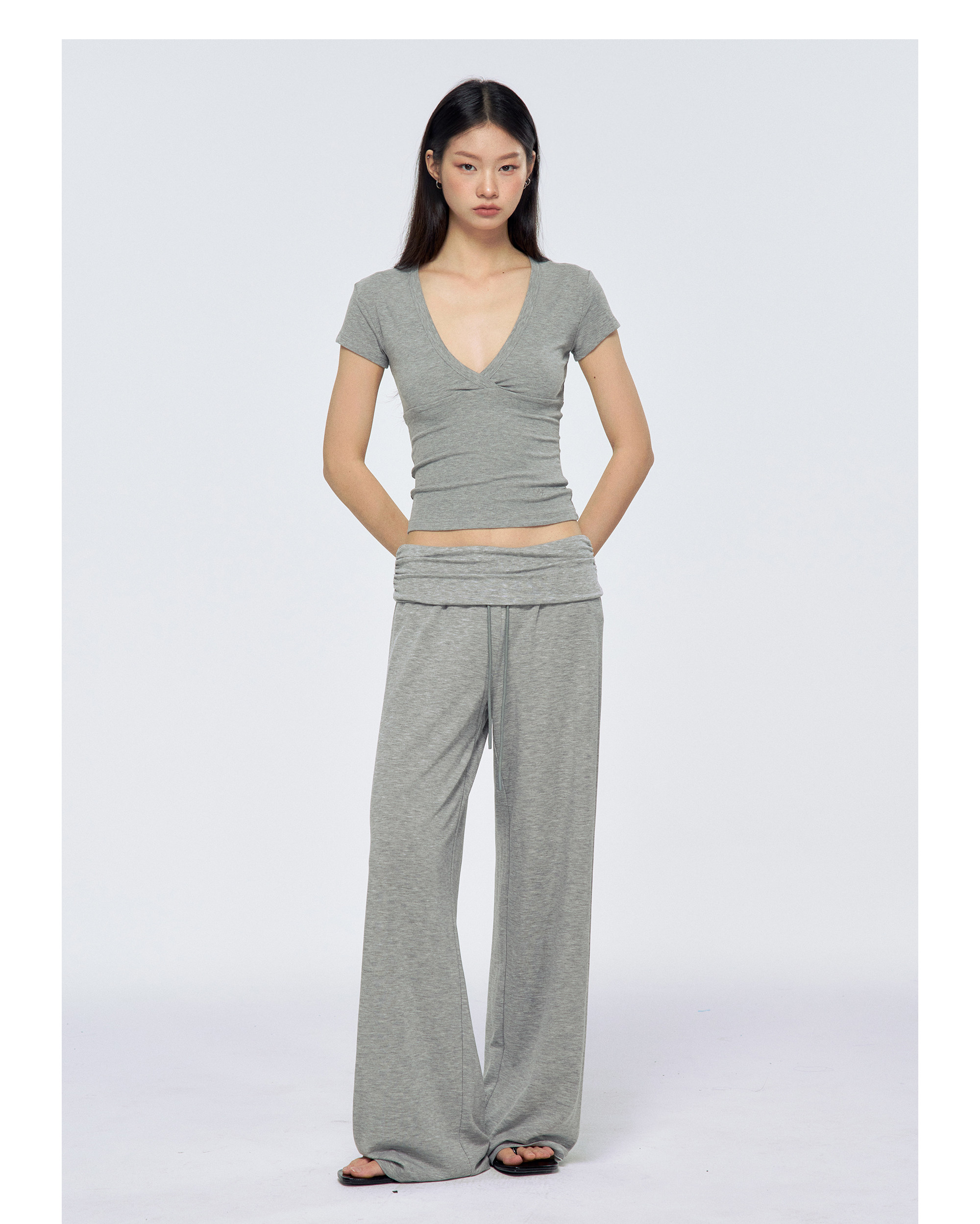 Badblood Women's Low-Rise Foldover Striped Wide-Leg Sweatpants
