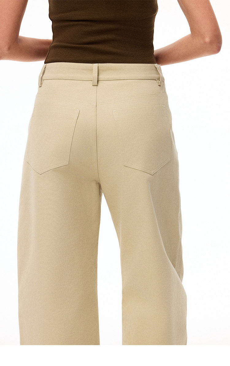 Women's Cotton Barrel Leg Straight Pants