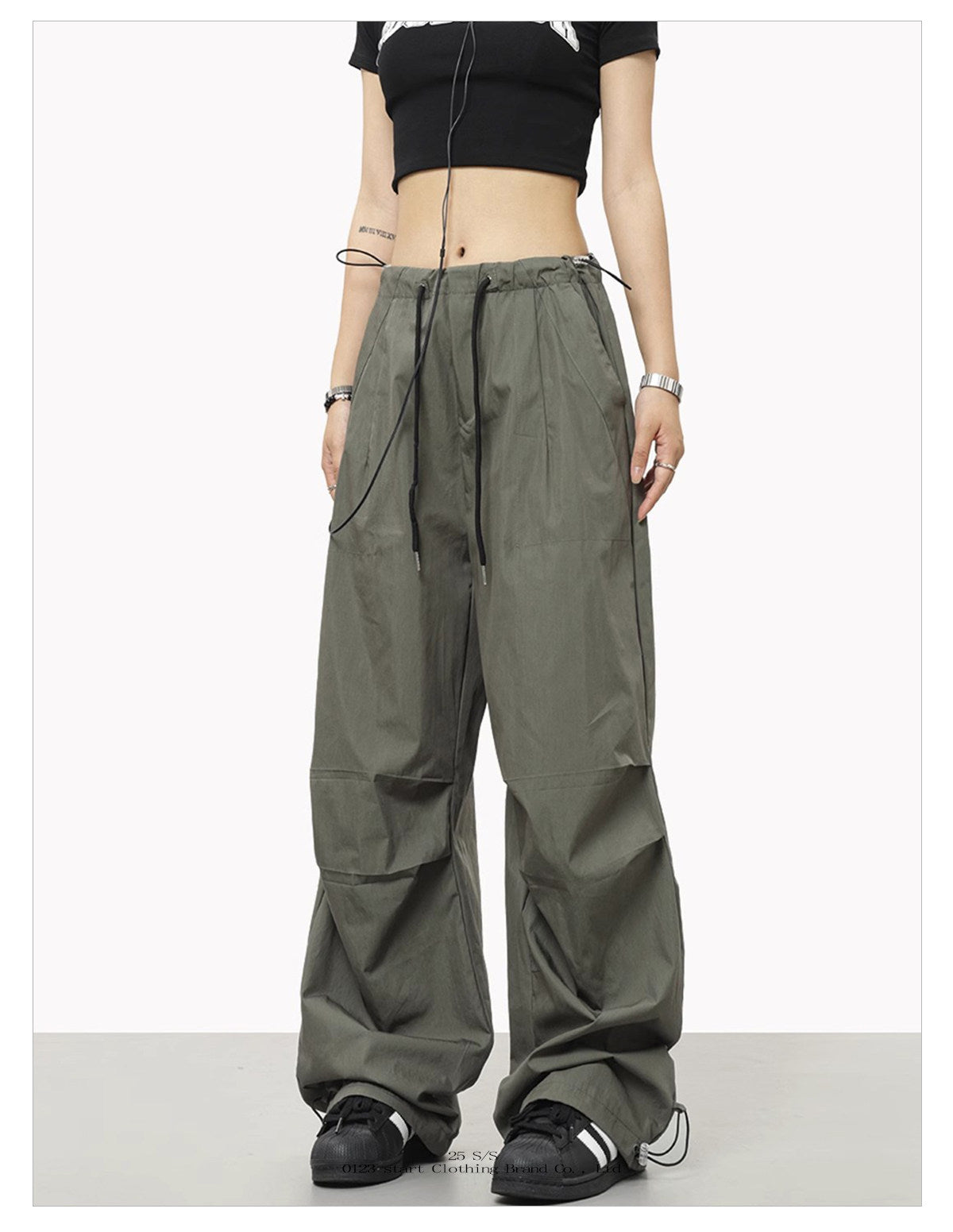 Women's White Parachute Cargo Pants