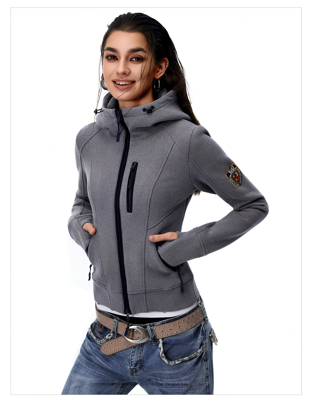 Women's Vintage Slim Fit Hooded Zip-Up Jacket