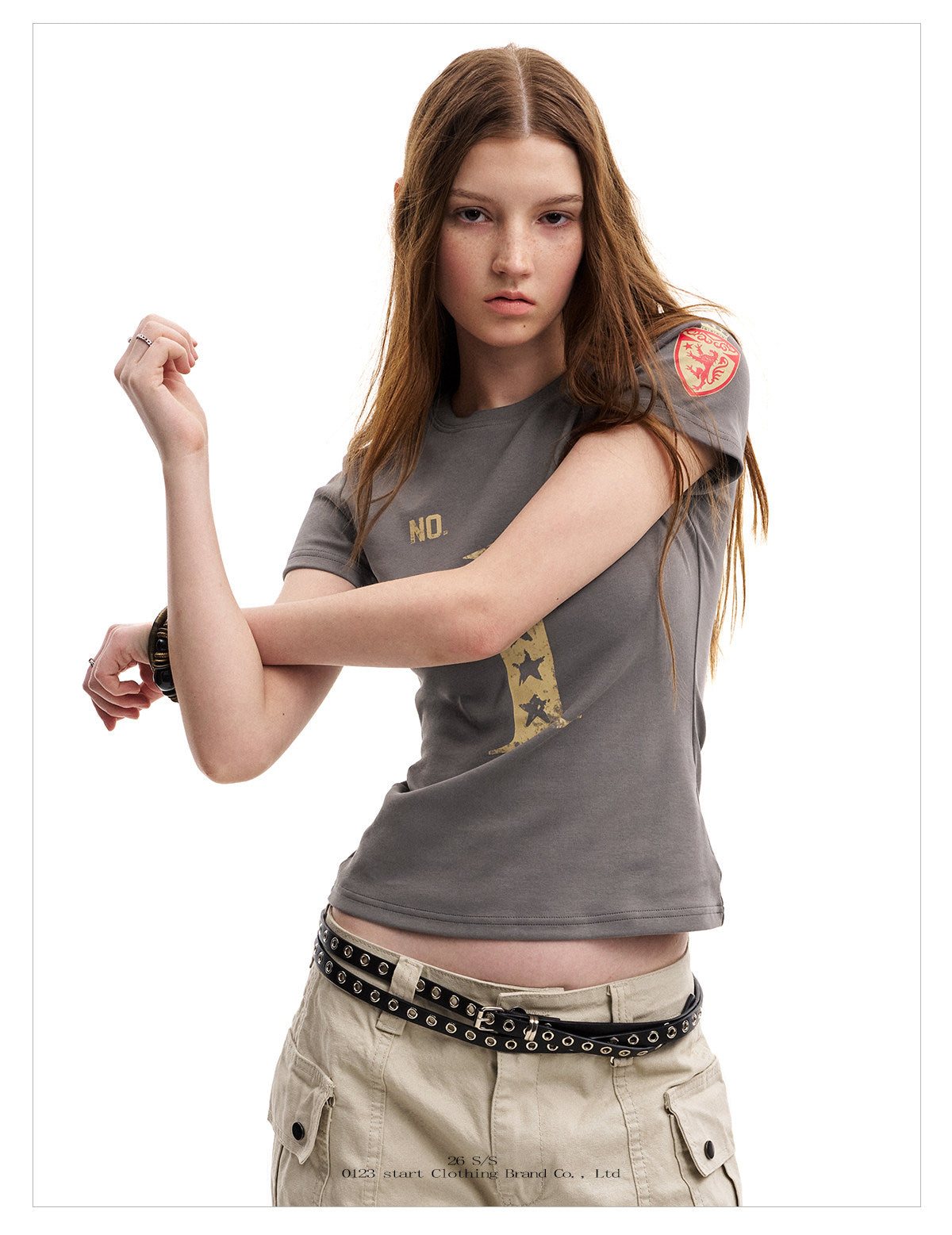 Women's Vintage Gold Number Graphic Slim Fit T-Shirt