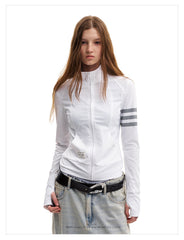 Women's Vintage Striped Zip-Up Sun Protection Jacket