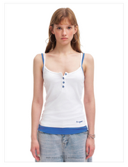 Women's Contrast Color Fake Two-Piece Cami Tank Top