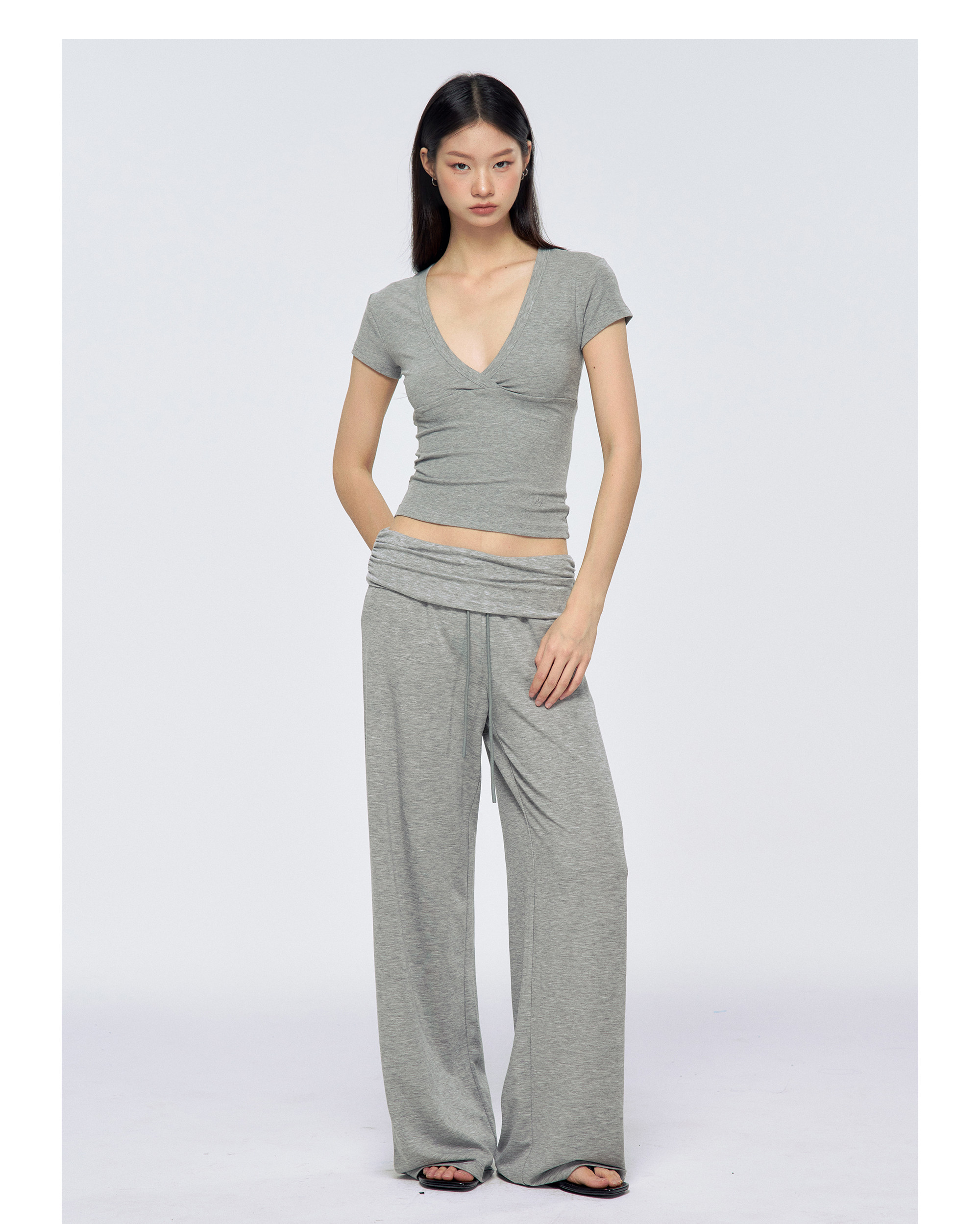 Badblood Women's Low-Rise Foldover Striped Wide-Leg Sweatpants