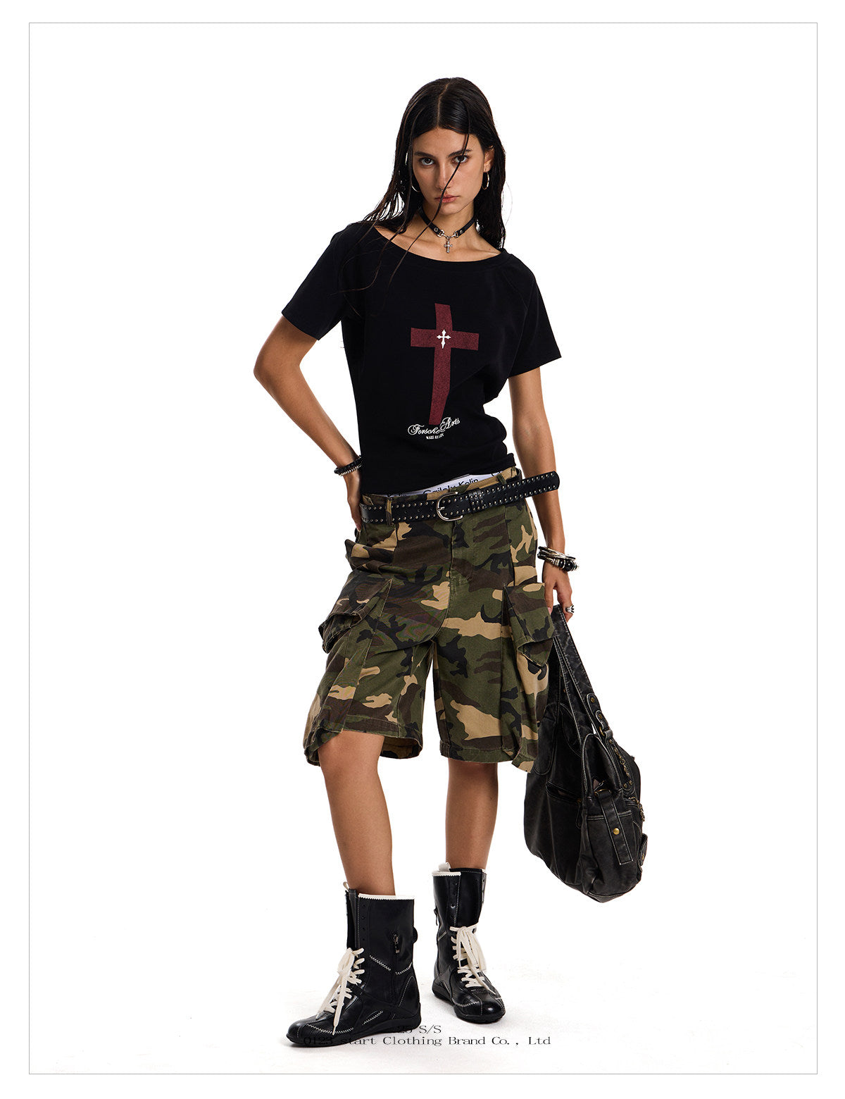 Women's Reversible One-Shoulder Cross Graphic T-Shirt