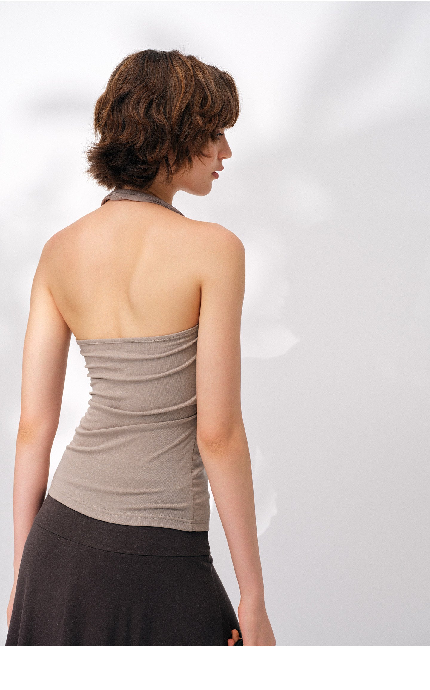 Women's TENCEL™ Lyocell Halter Cross V-Neck Ruched Cami Top