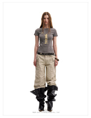 Women's Vintage Gold Number Graphic Slim Fit T-Shirt