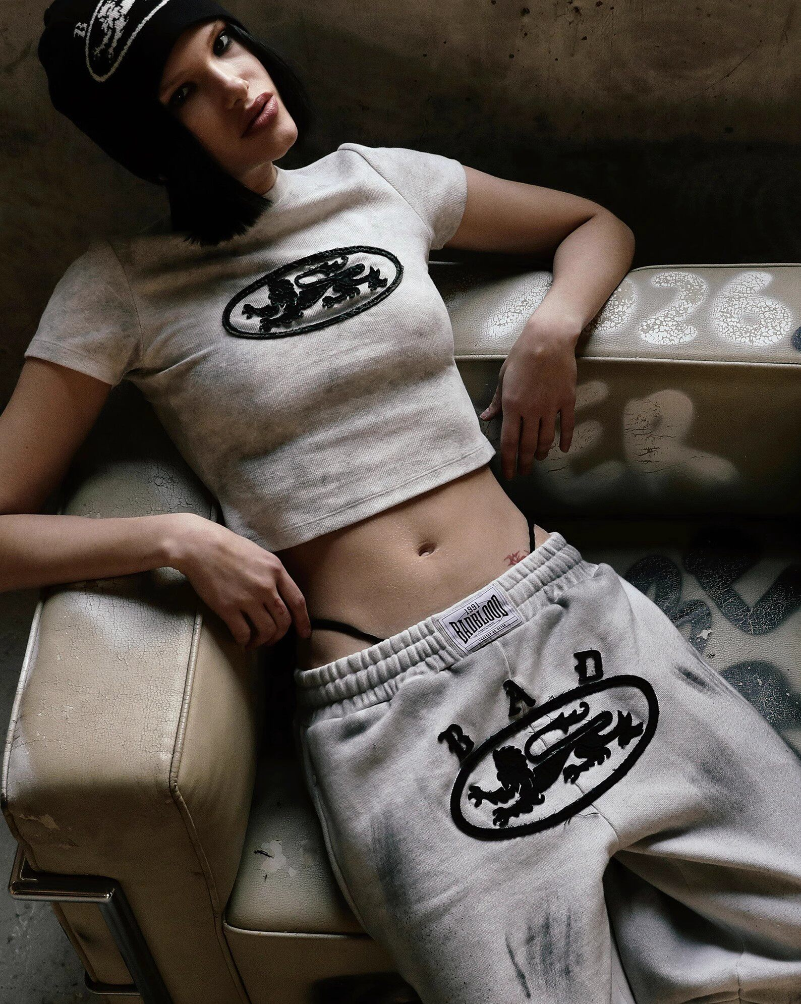 Badblood Women's Vintage Washed Embroidered Cropped T-Shirt