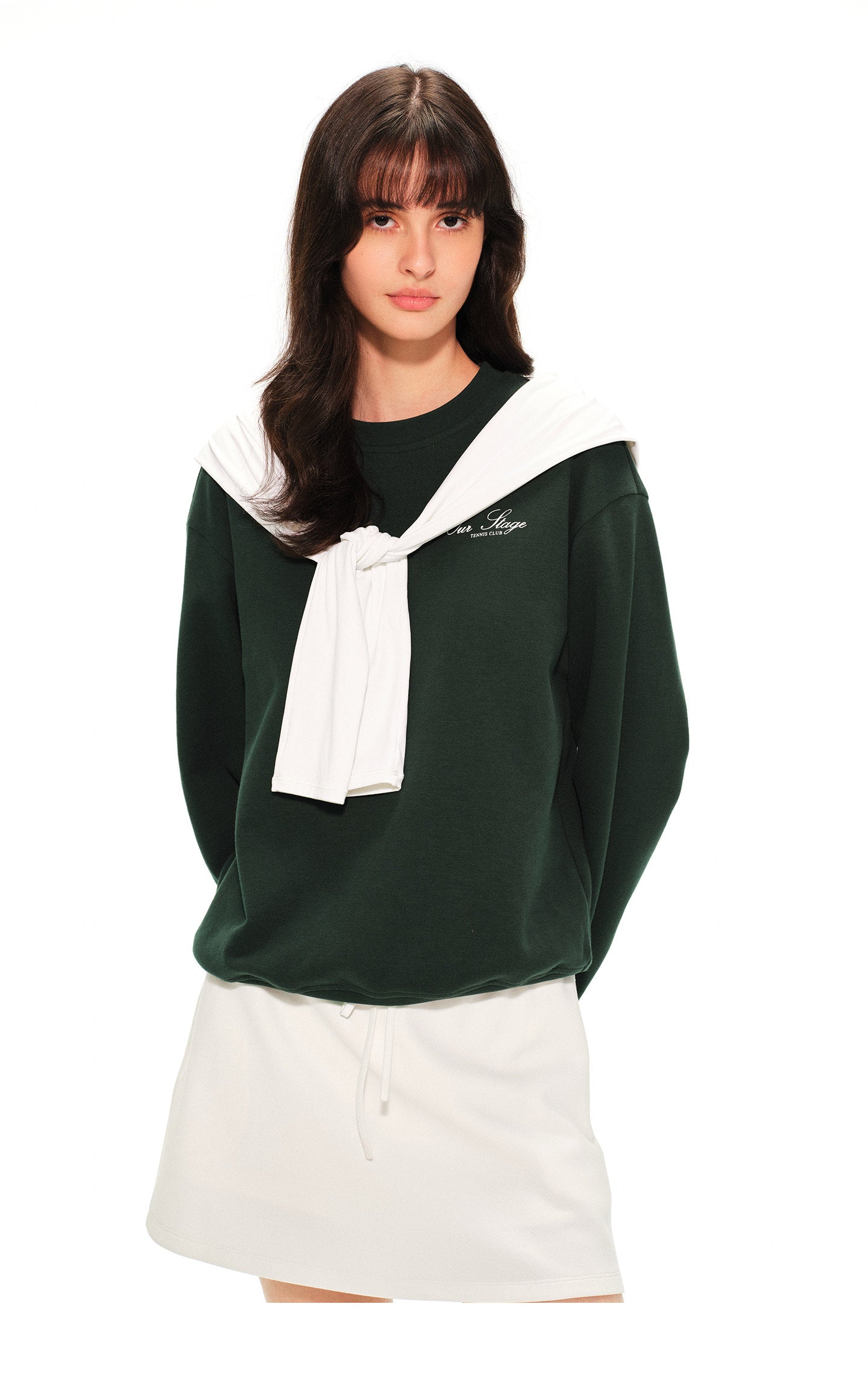 Our Stage Women's Ribbed Crew Neck Pullover Sweatshirt