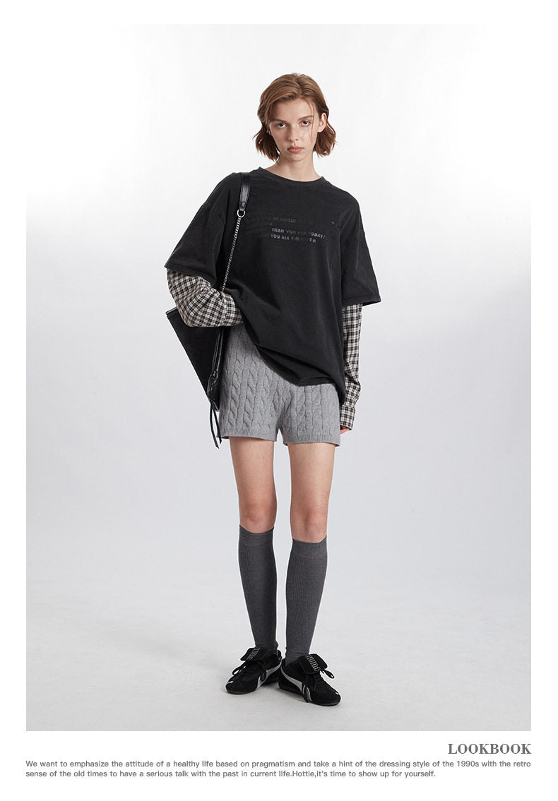 HeyHenry Streetwear Faux Two-Piece Long Sleeve T-Shirt