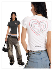 Women's Heart Graffiti Slim Fit Graphic T-Shirt