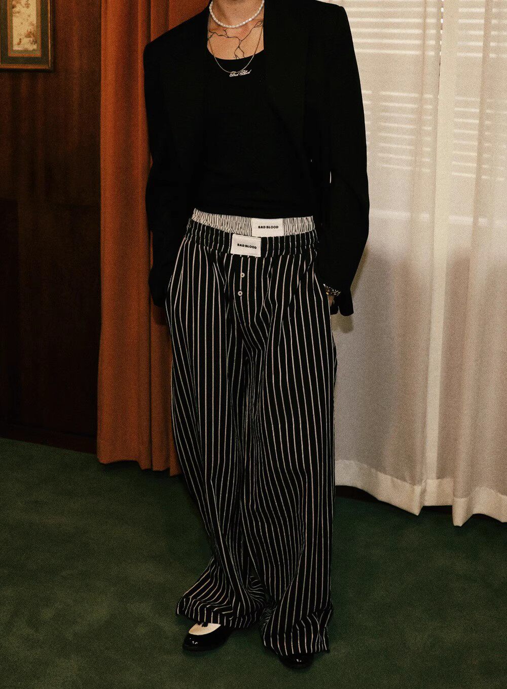 Badblood Women's Vintage Striped Wide-Leg Pants
