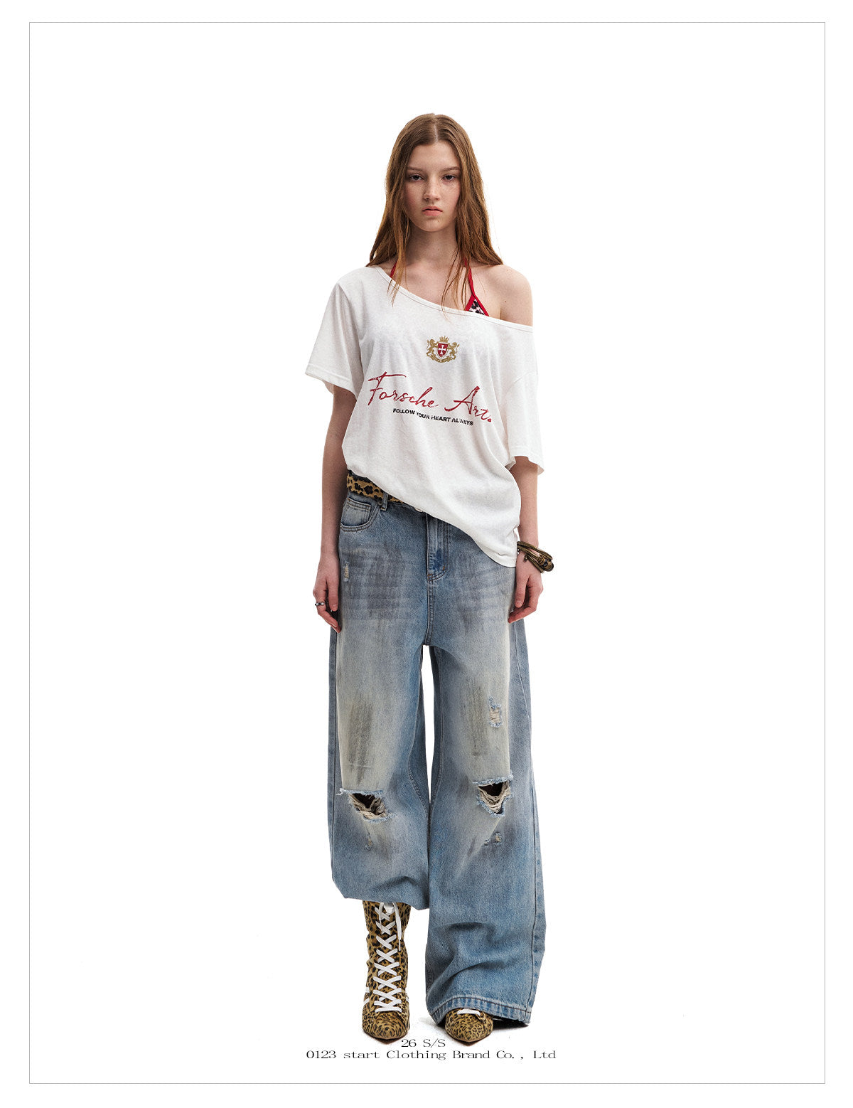 Women's Letter Graphic One-Shoulder Loose Fit T-Shirt