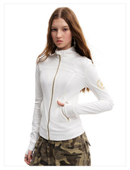 Women's Slim Fit Zip-Up Sun Protection Jacket with Gold Zipper