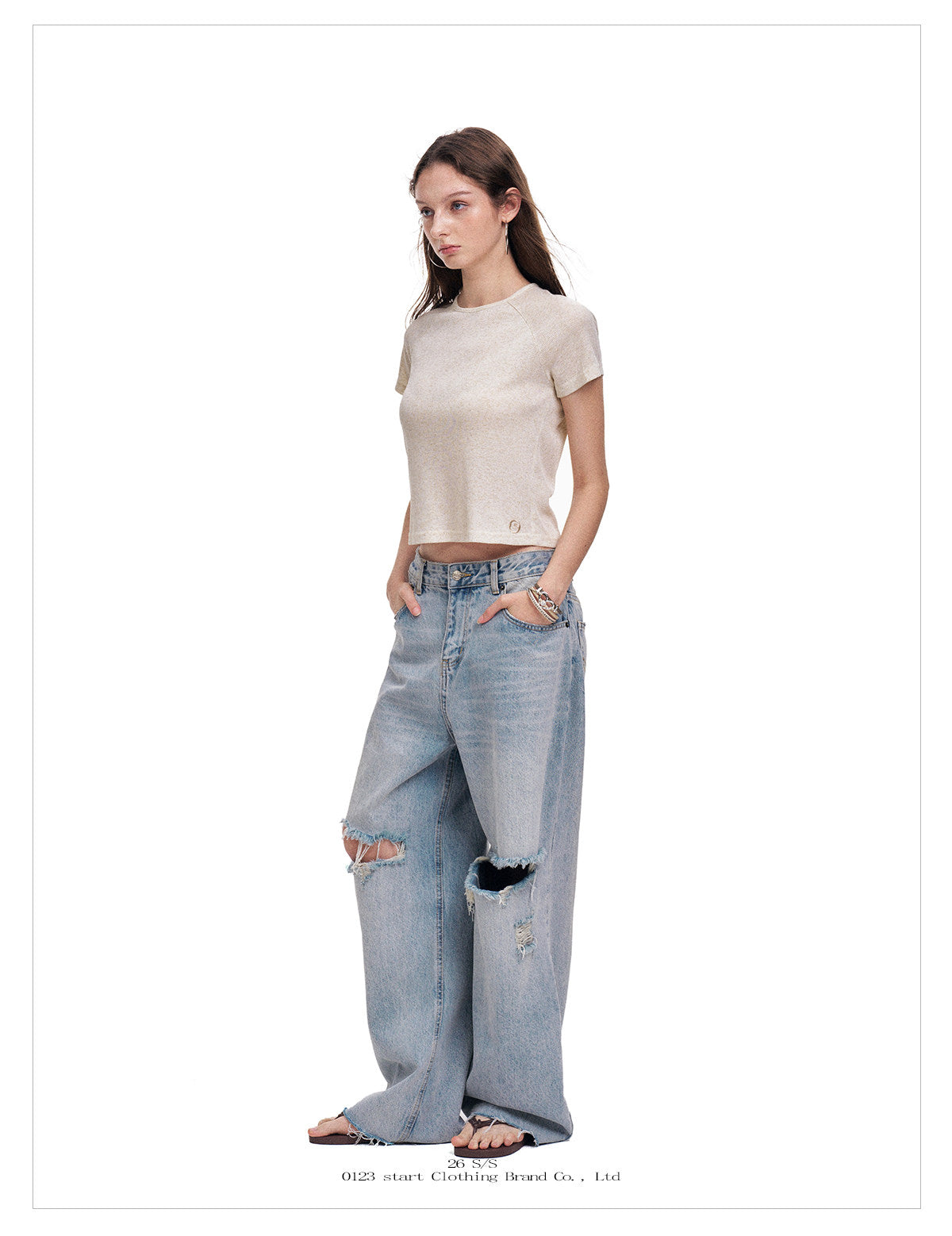 Women's Linen Blend Slim Fit Cropped T-Shirt