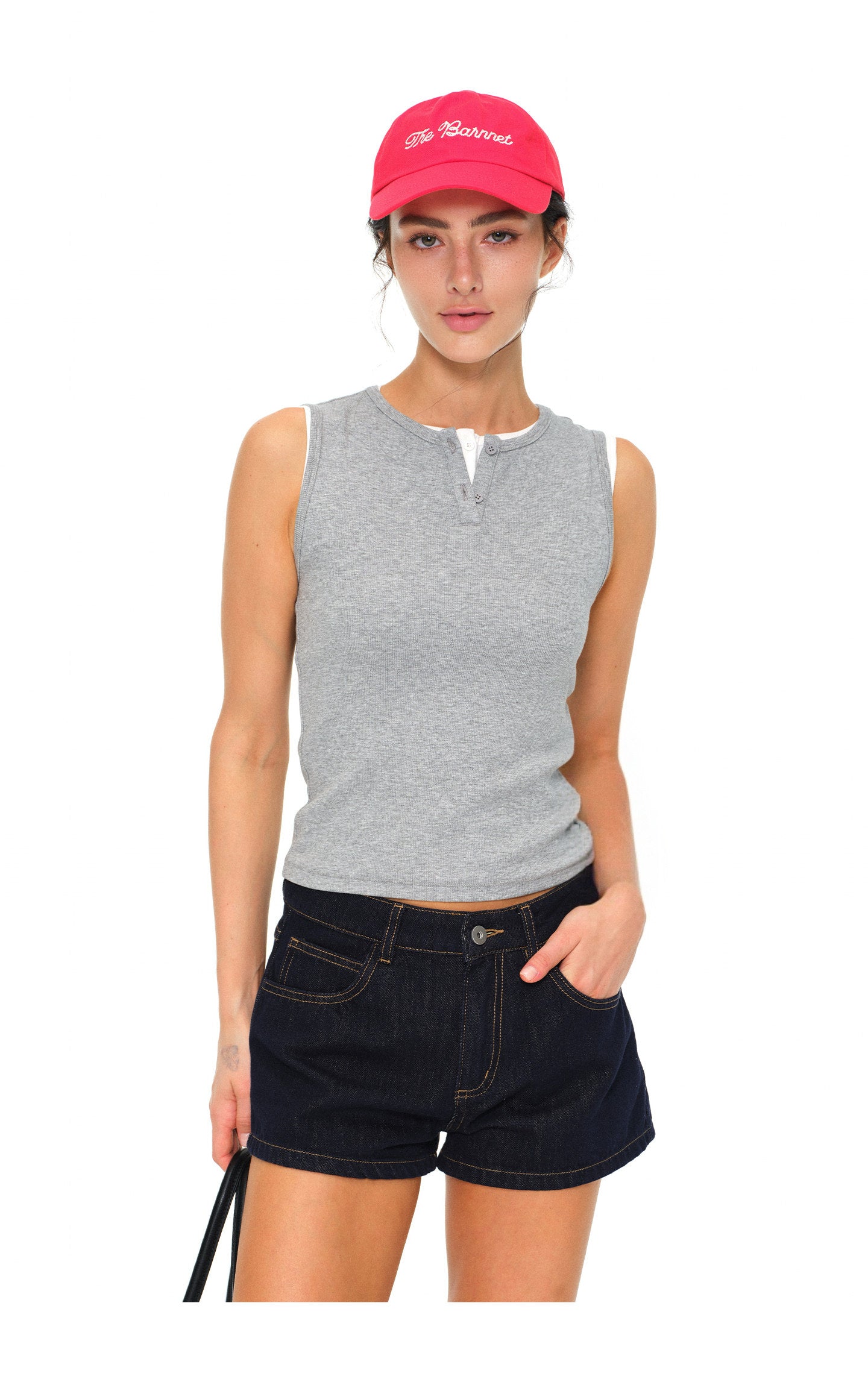 Our Stage Women's Stretch Henley Slim Fit Tank Top